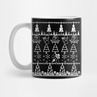 Alien White Ugly Christmas Sweater Design Mug